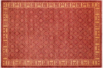 handmade Transitional Kafkaz Chobi Ziegler Red Gold Hand Knotted RECTANGLE 100% WOOL area rug 6 x 9